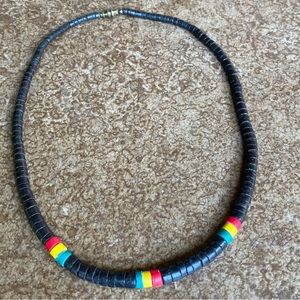 Rasta Heishi Graduated Bead Necklace Minimalist Unisex barrel clasp